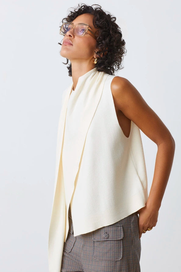 Pheres Knit Draped Sleeveless Top
