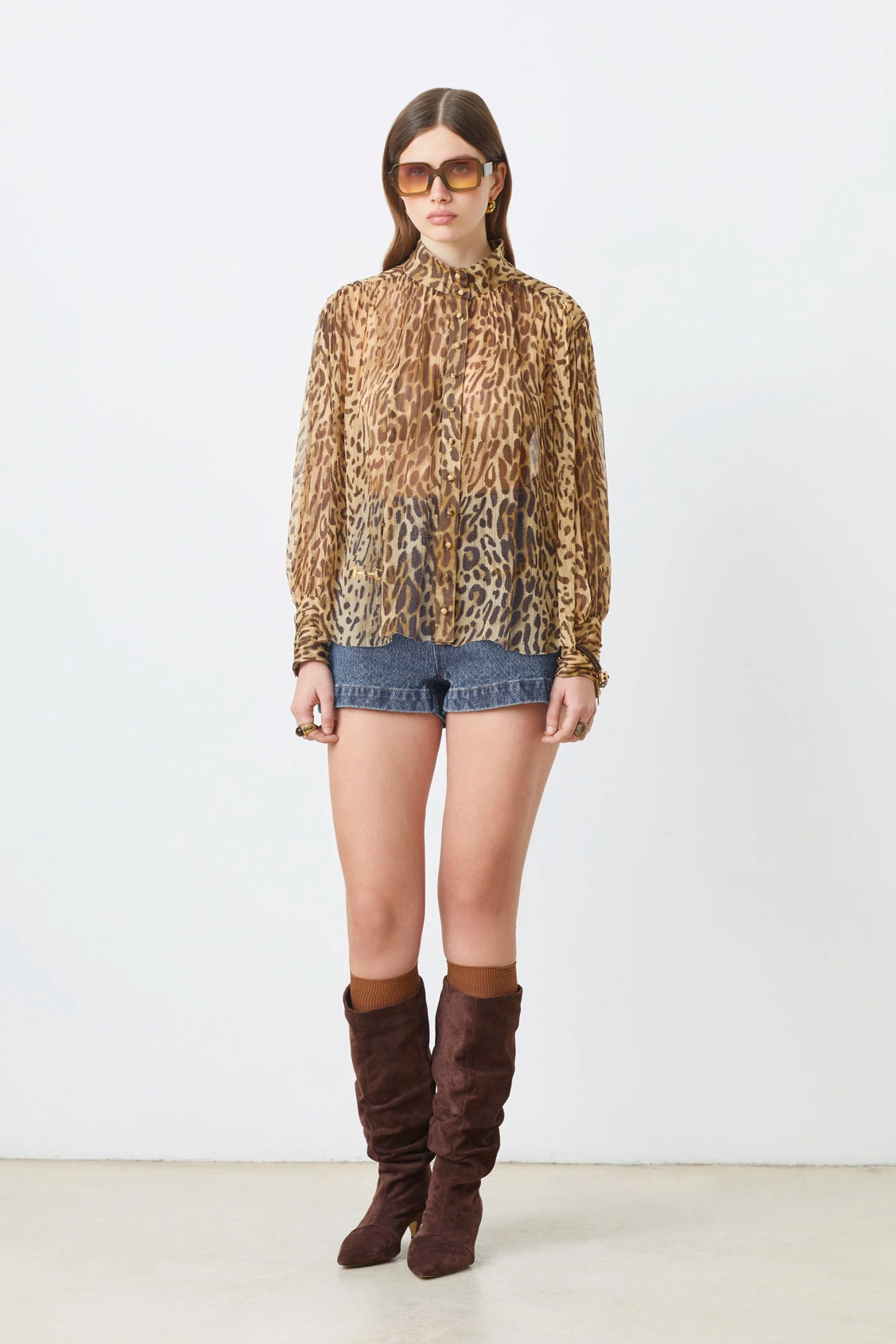 Lux Leopard Print Voile Blouse