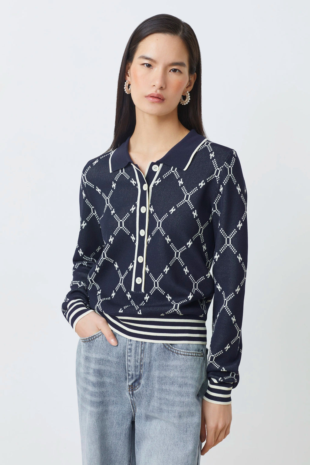 Palmaros Two Tone Polo Knit Shirt