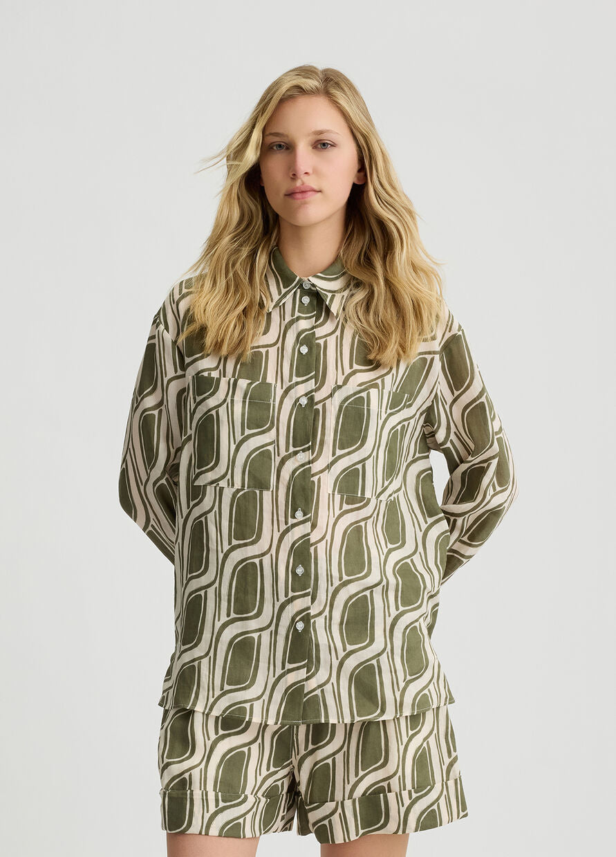 Link Print Linen Shirt
