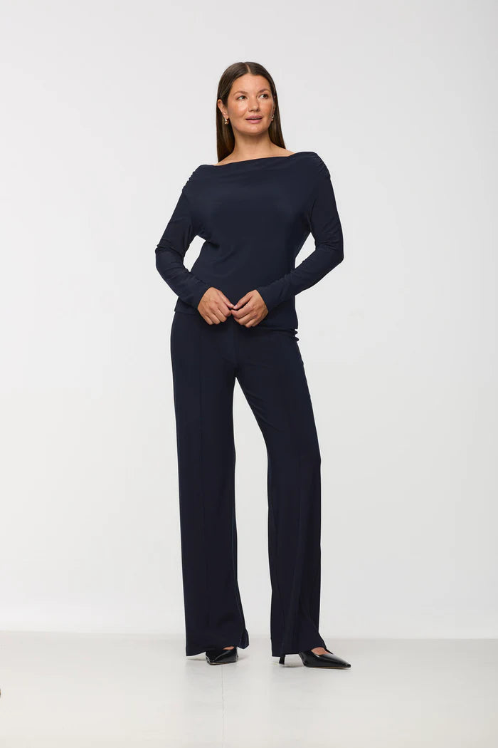 Luxe Jersey Convertible Neckline Long Sleeve Top