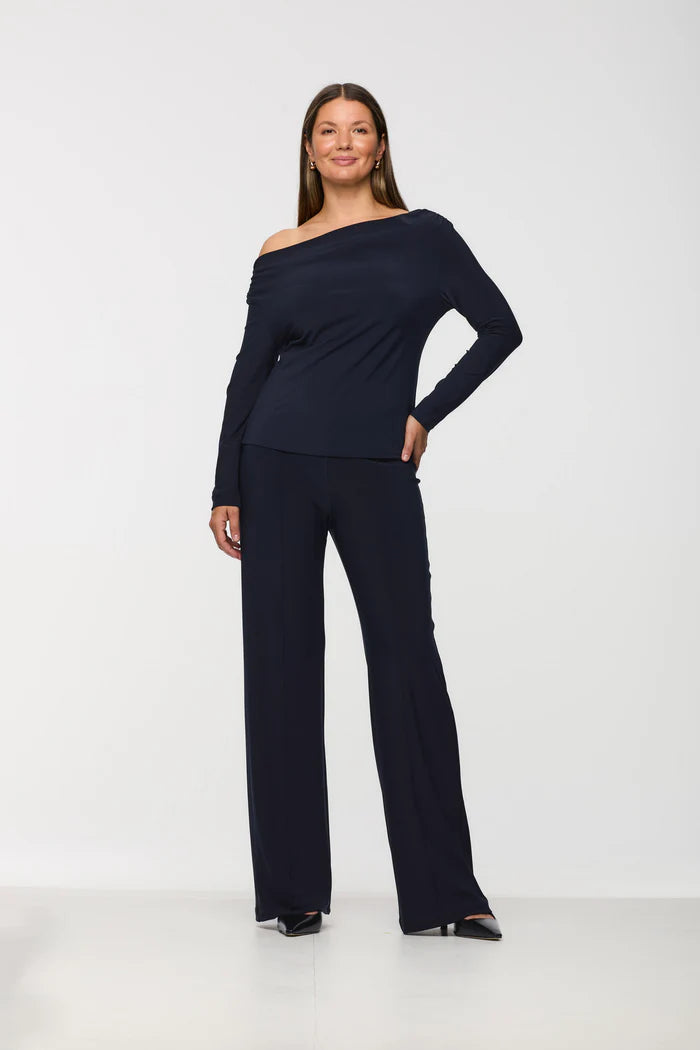 Luxe Jersey Convertible Neckline Long Sleeve Top