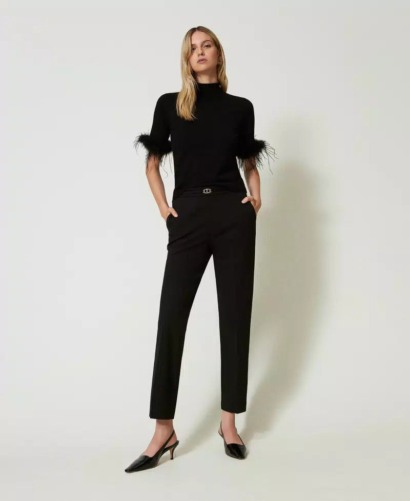 Ankle Trousers with Oval T waist strap and crease