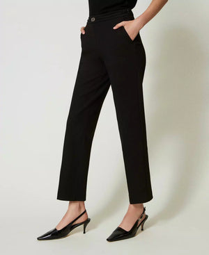 Ankle Trousers with Oval T waist strap and crease