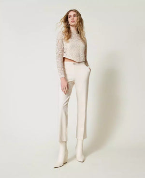 Ankle Trousers with Oval T waist strap and crease