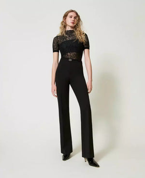 Straight leg trousers with Oval T waist strap