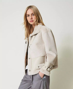 Faux Fur Jacket with Straps