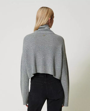 Wool Blend Turtleneck Jumper with Sequins