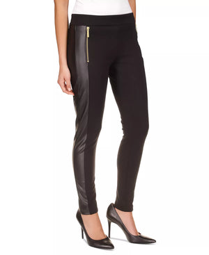 Faux- Leather Mixed Media Pant
