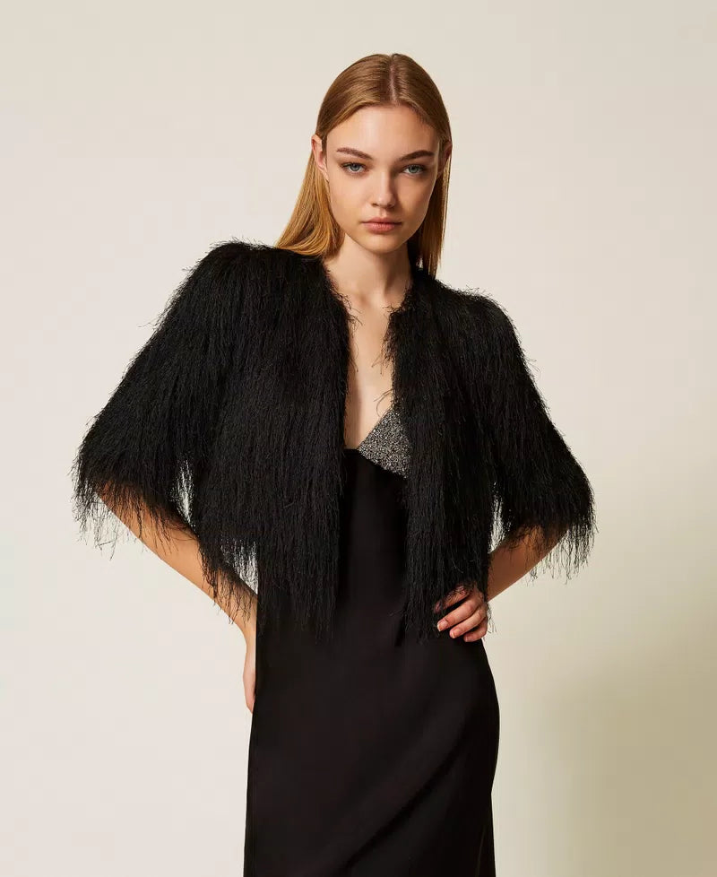 Cropped String Fringe Jacket