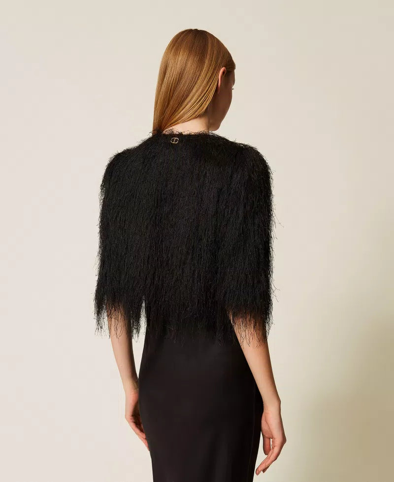 Cropped String Fringe Jacket