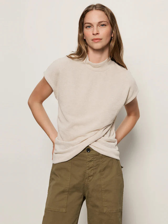 Draped Sleeveless Mockneck