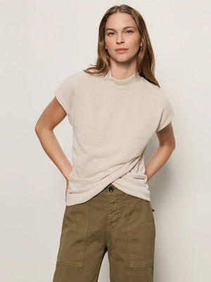 Draped Sleeveless Mockneck