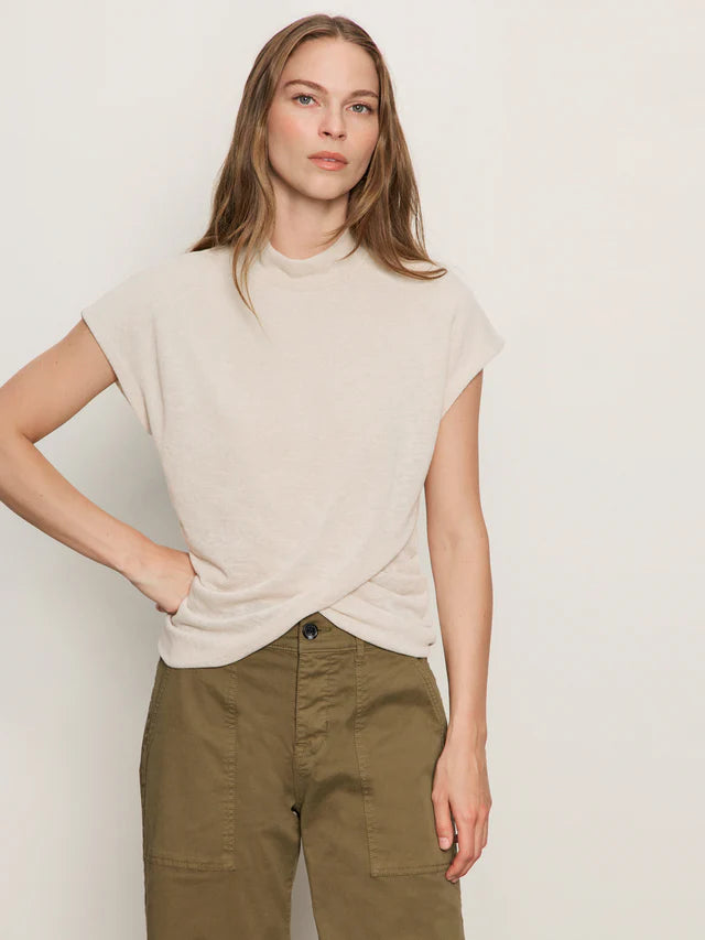 Draped Sleeveless Mockneck