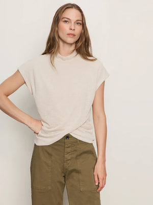 Draped Sleeveless Mockneck