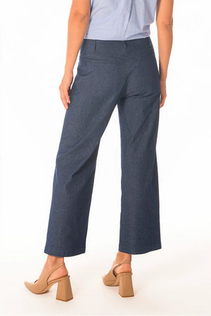 Stretch Denim Crop Wide Leg Pant