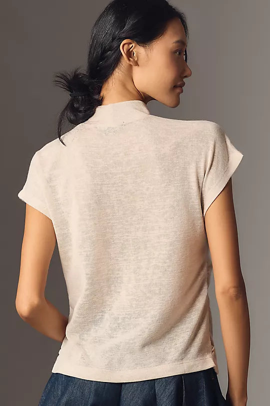 Draped Sleeveless Mockneck