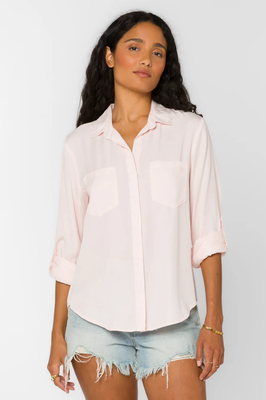 Riley Soft Pink Slit Shirt