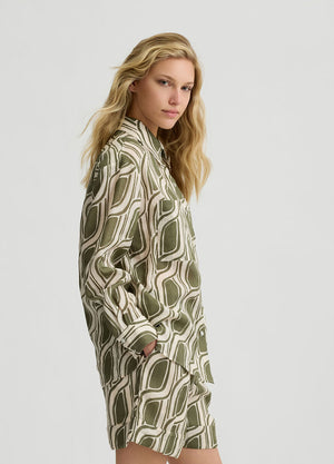 Link Print Linen Shirt