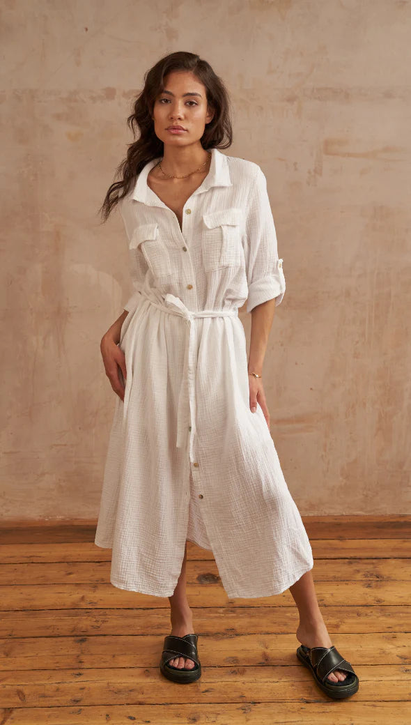 Cassis Gauze Shirt Dress