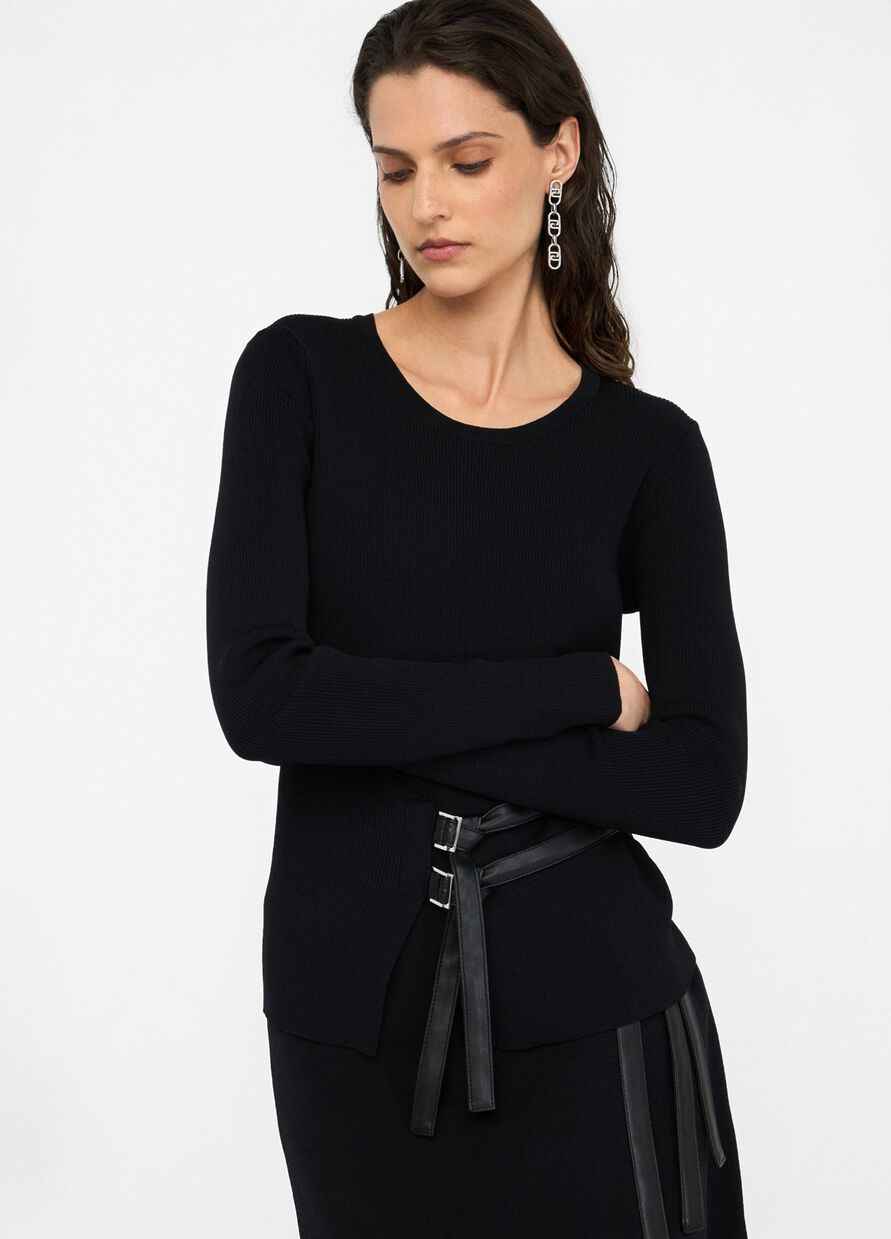 Knit Top With Buckle Detail