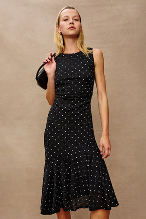 Daija Polka Dot Mesh Midi Dress