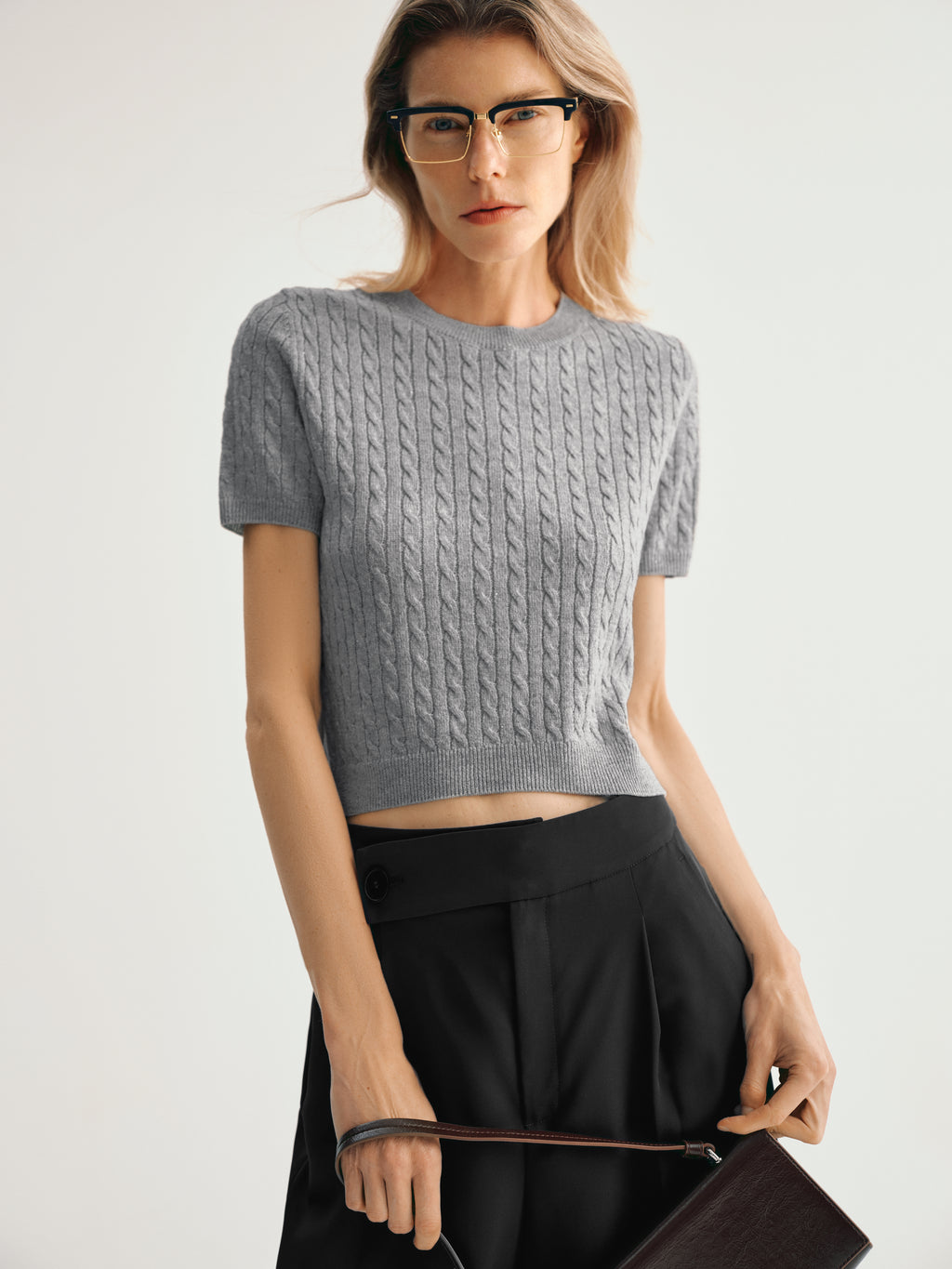 Smoke Gray Braided Knit T