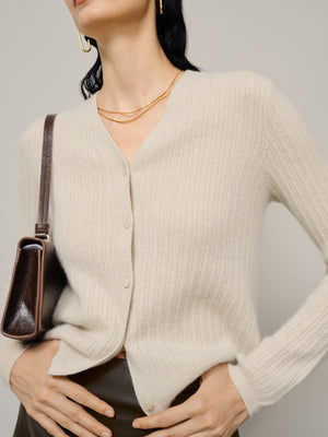 Beige Fine Knit Cardigan