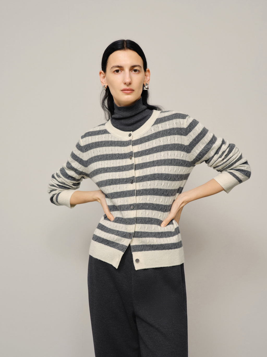 Light Gray Striped Sweater
