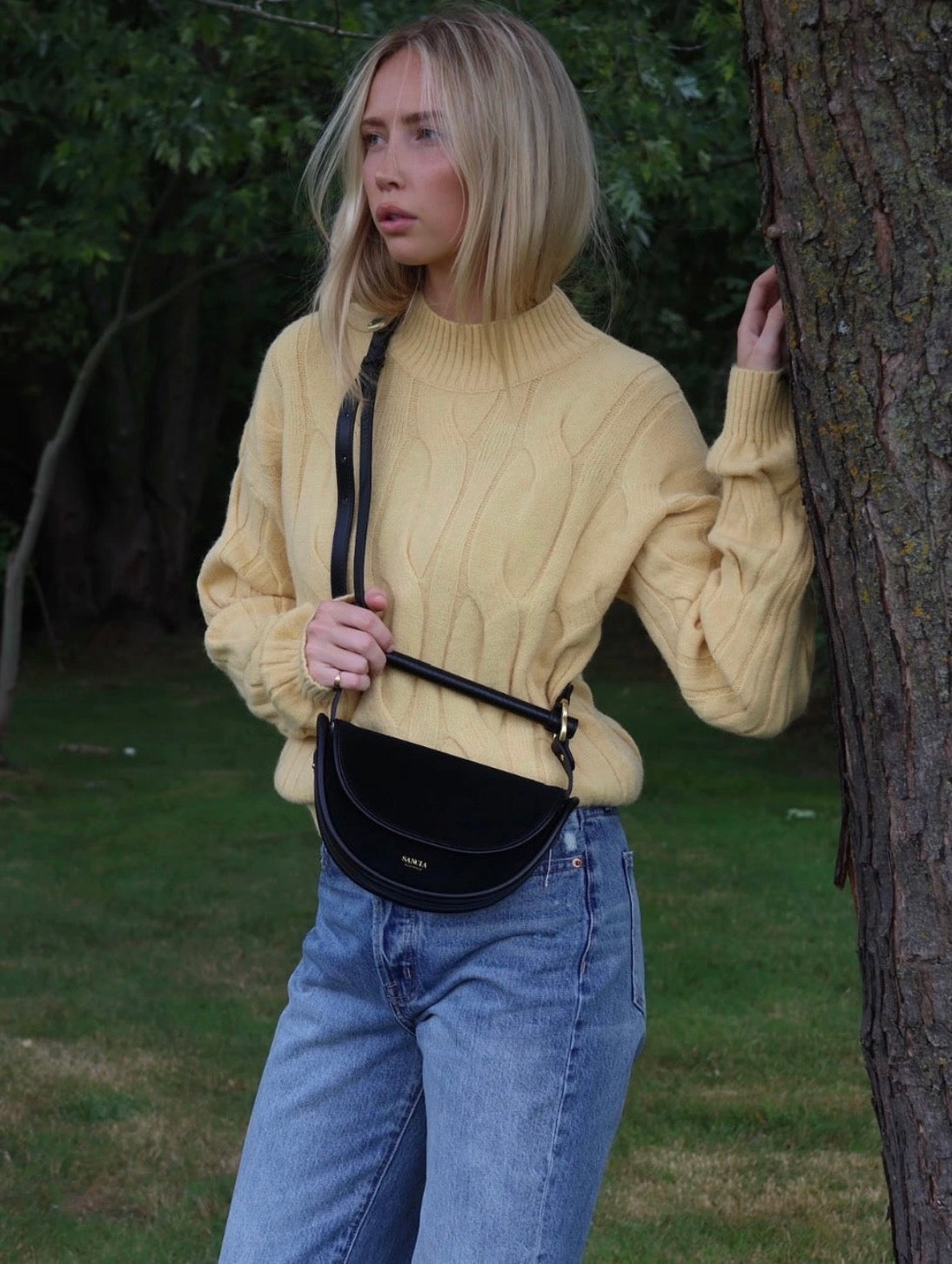 Braided Knit Turtleneck Sweater