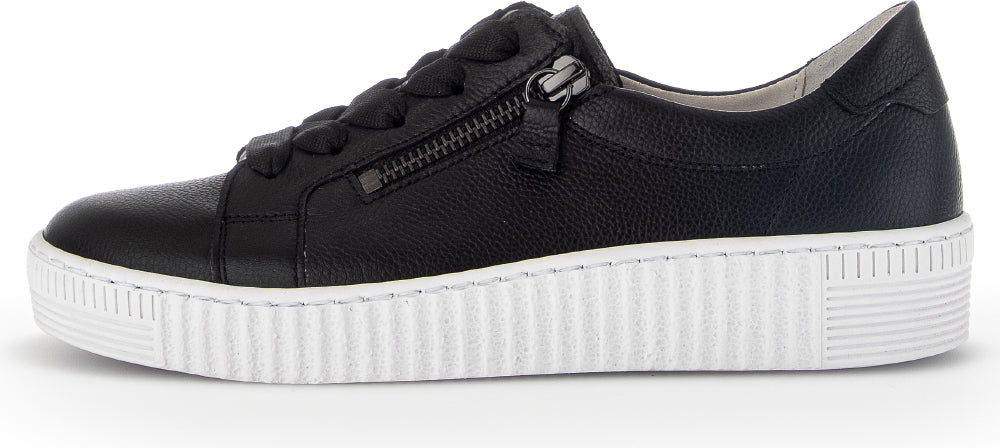 Gabor Black Leather Zip Sneaker