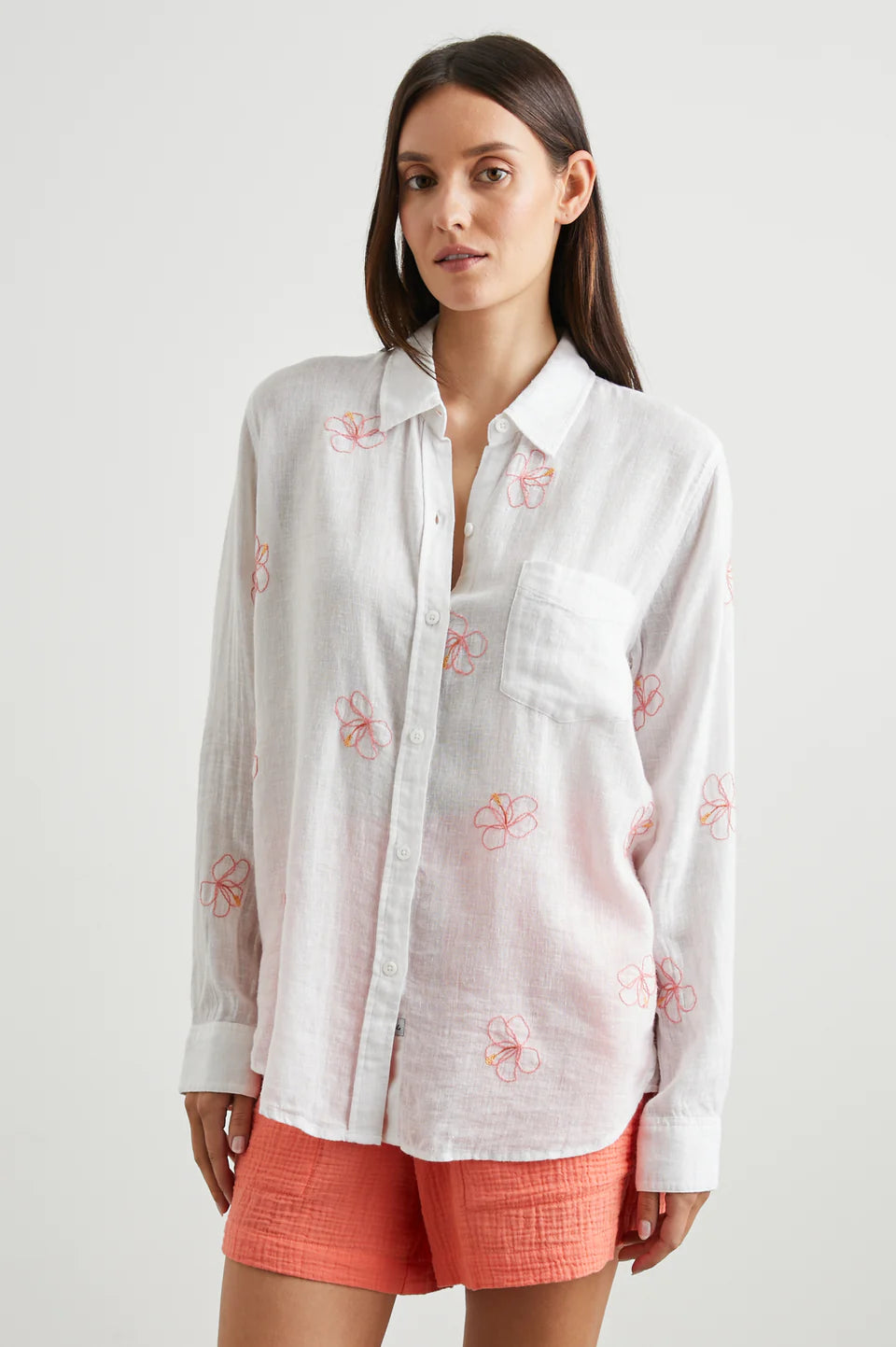 Charli Hibiscus Embroidery Shirt