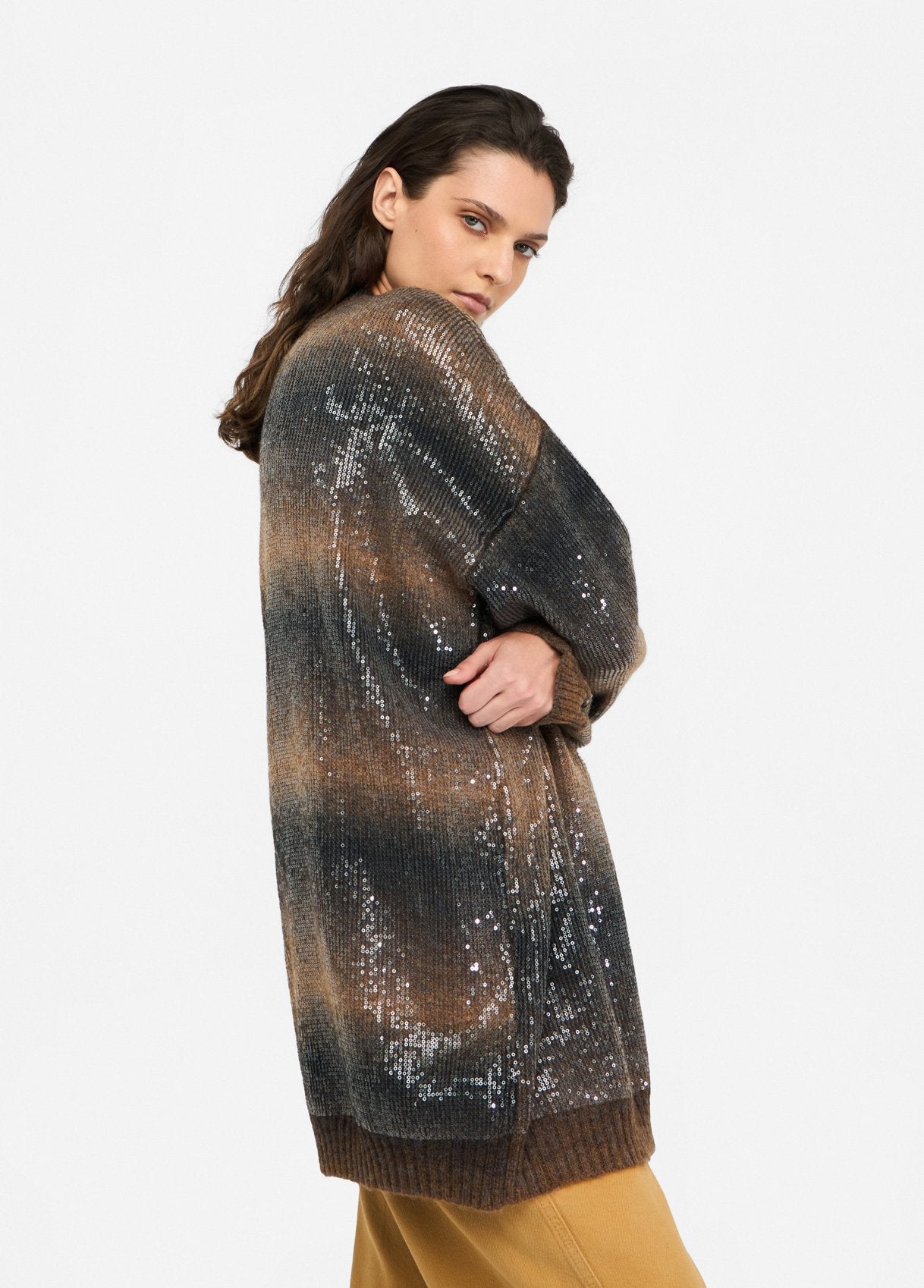 Longline Cardigan w/ Sequins