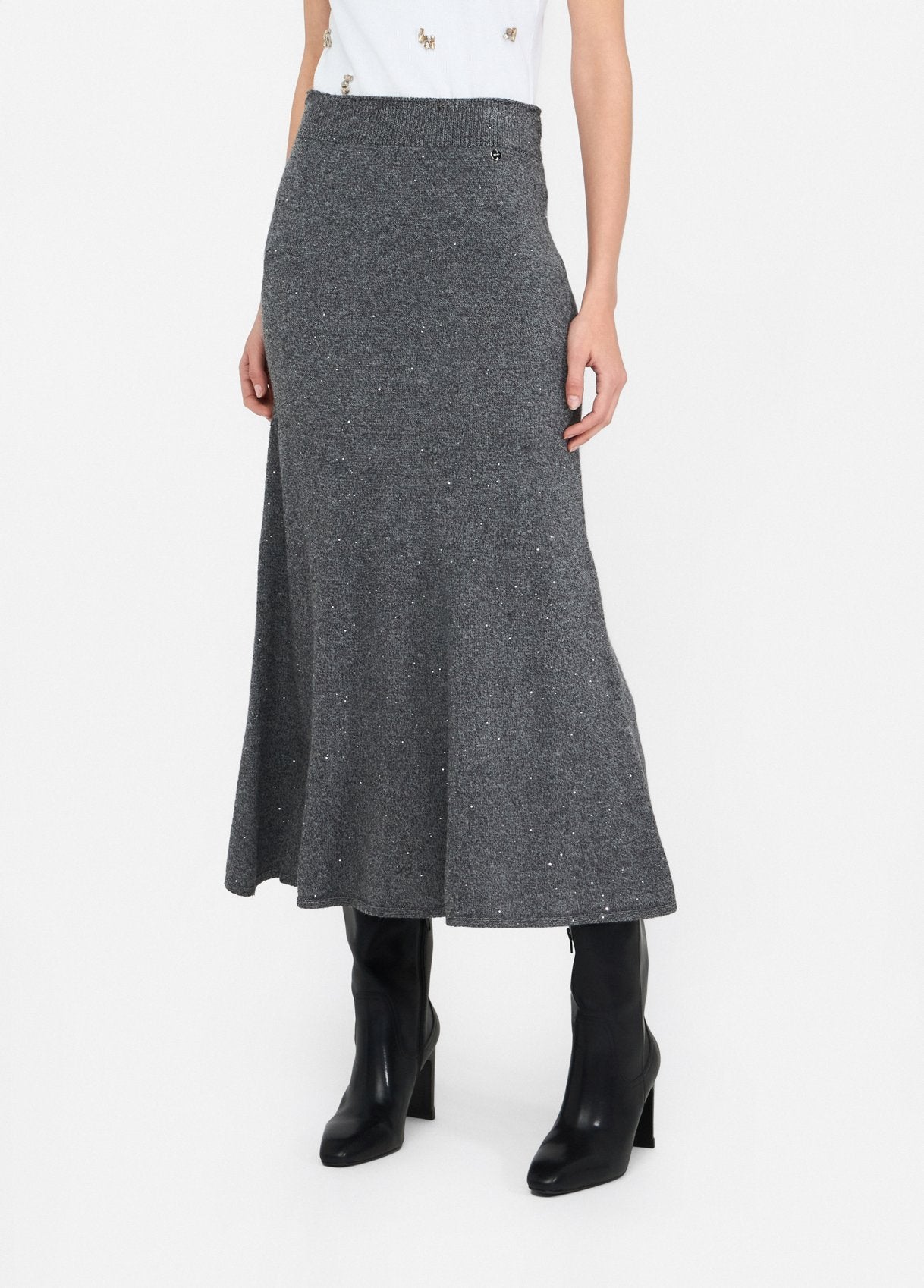Knit Midi Skirt W/ Sequins