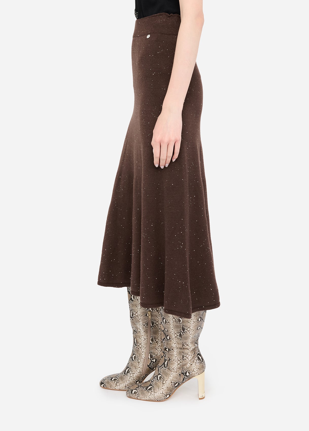 Knit Midi Skirt W/ Sequins