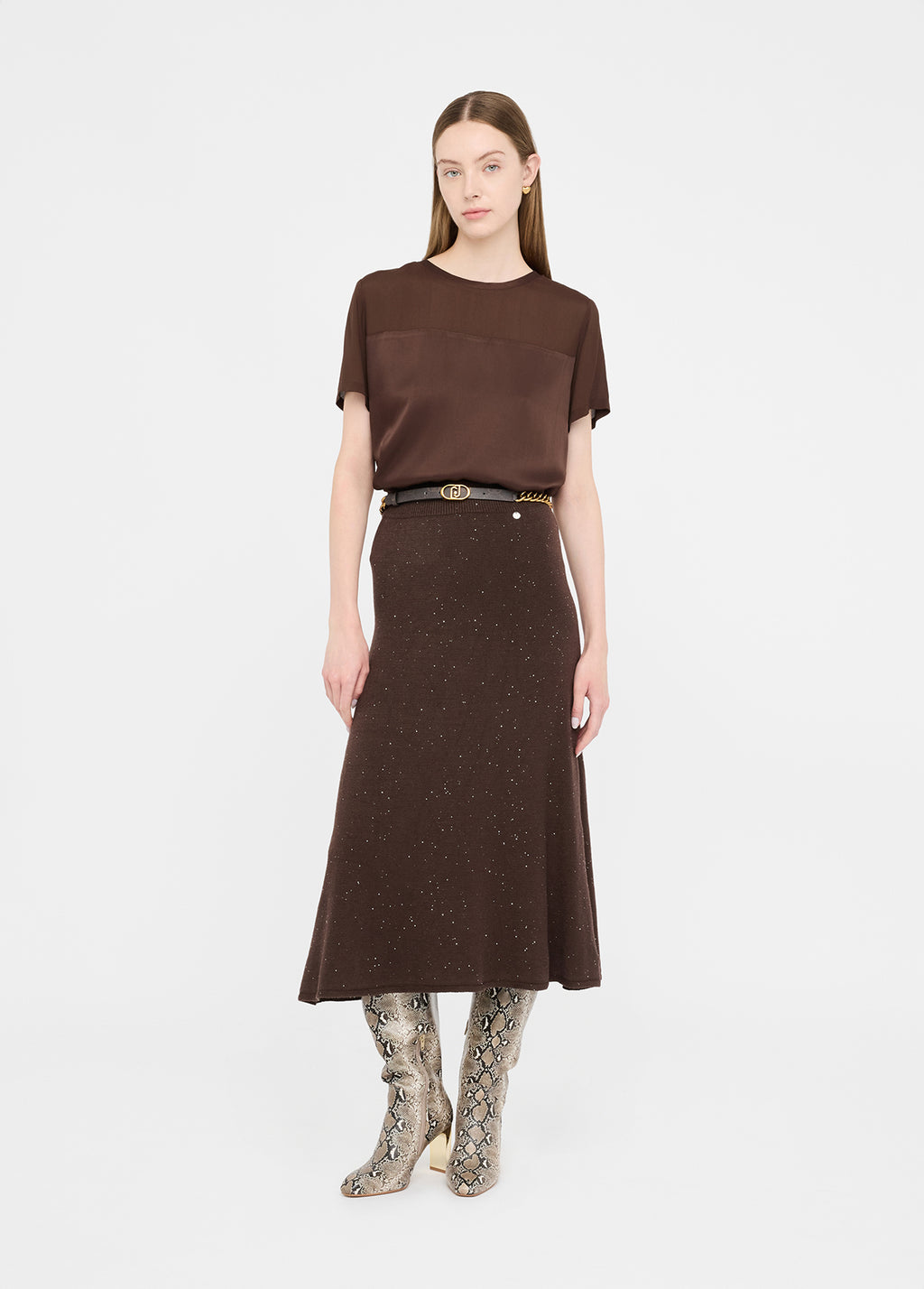 Knit Midi Skirt W/ Sequins
