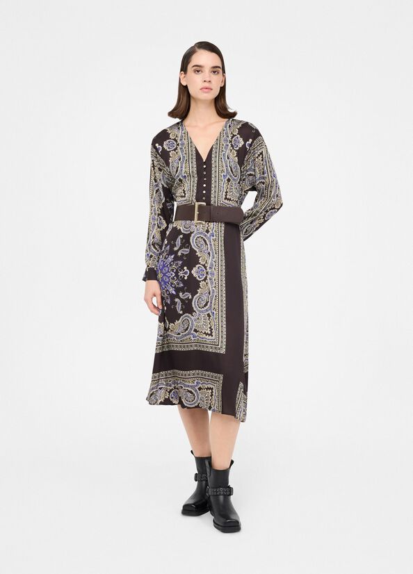 Paisley Midi Dress w/ Belt