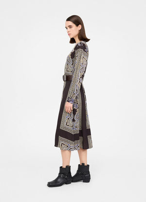 Paisley Midi Dress w/ Belt