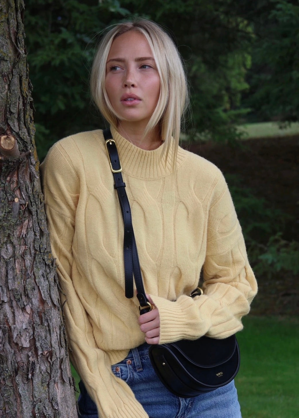 Braided Knit Turtleneck Sweater