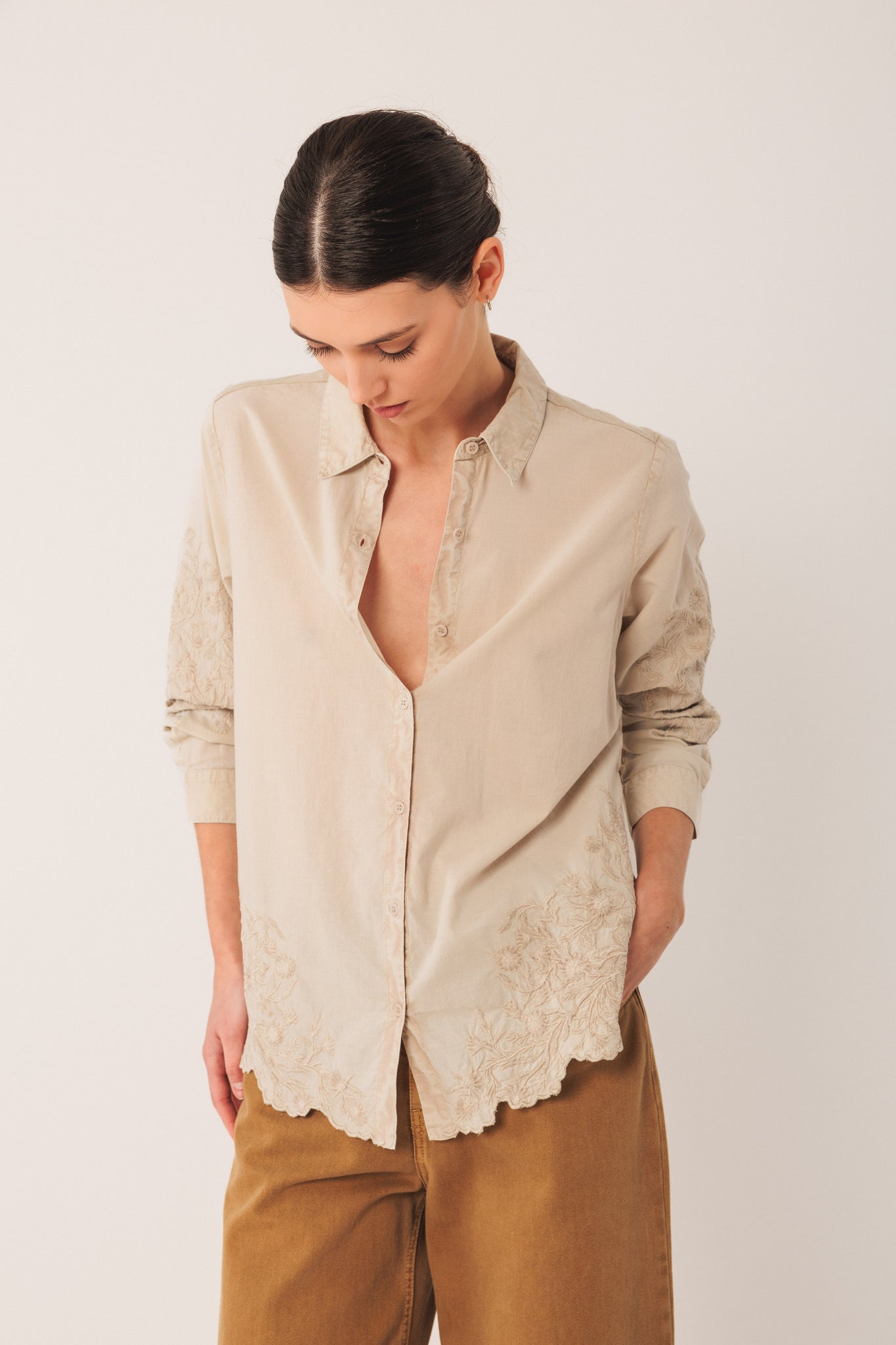 Embroidered Voile Shirt