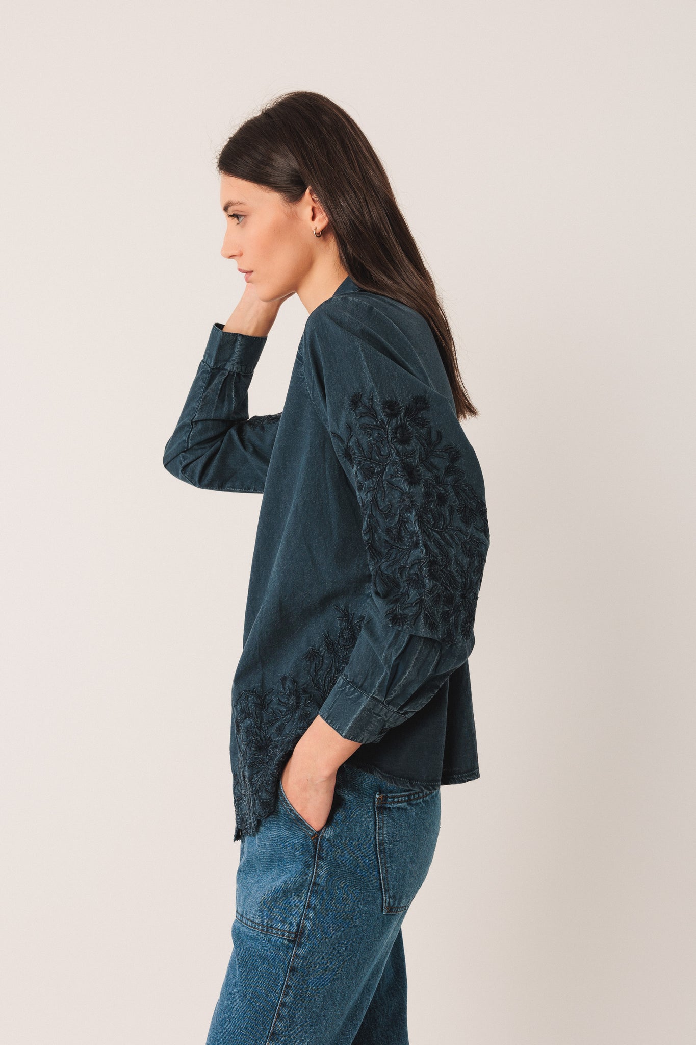 Embroidered Voile Shirt
