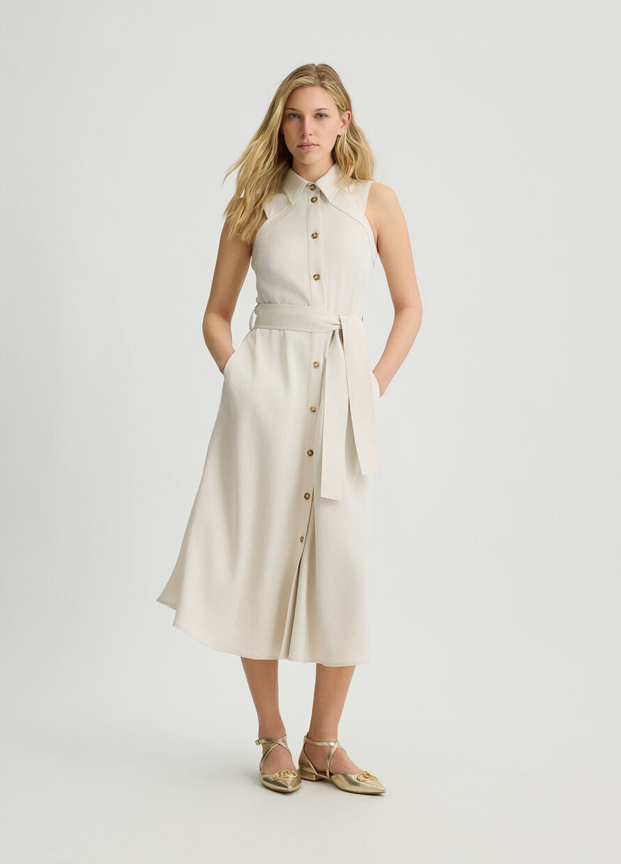 Sleeveless Button Front Maxi Dress