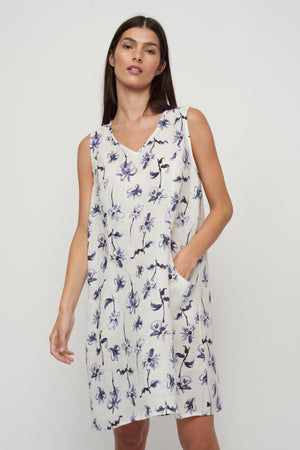 Linen Digital Floral Print Dress
