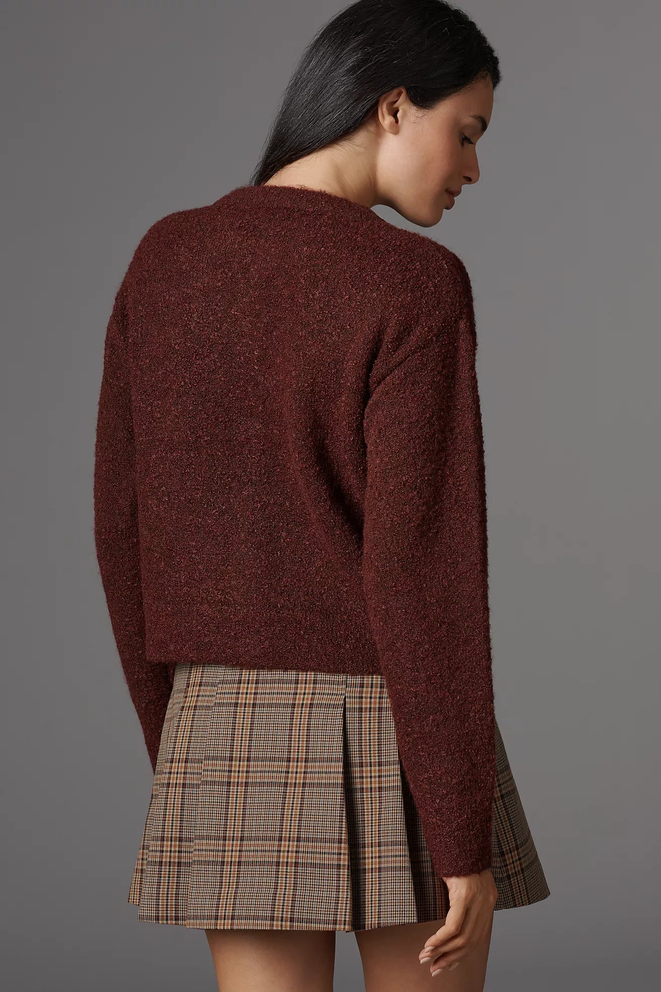 Crimson Boucle Cardigan