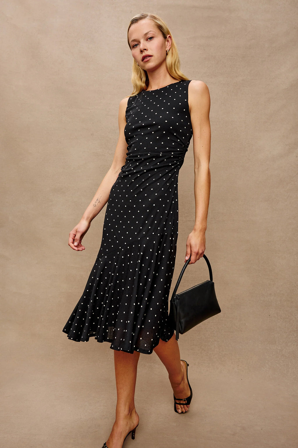 Daija Polka Dot Mesh Midi Dress