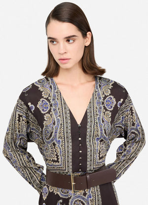 Paisley Midi Dress w/ Belt