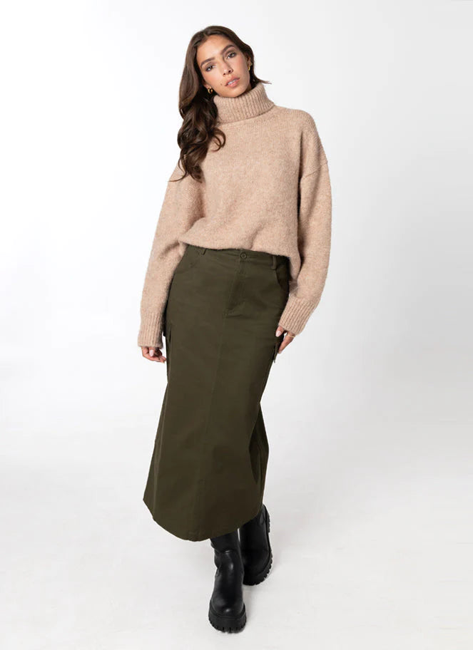 Cotton Twill Cargo Skirt