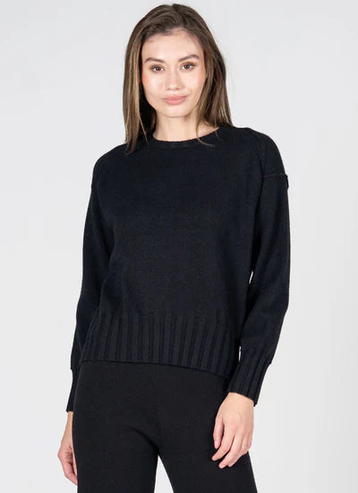 Viscose Blend Rib Knit Crewneck
