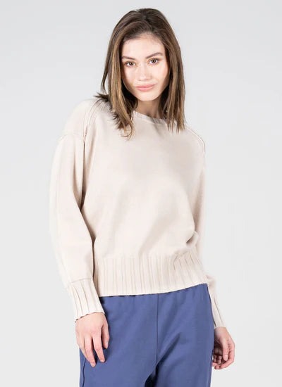 Viscose Blend Rib Knit Crewneck