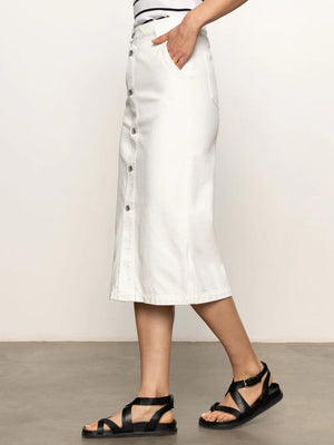 Carrier Denim Bleached White Midi Skirt